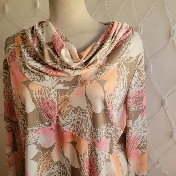 Vintage Maxi Dress / Mini Cowl Neck / Pastel / Large - Picture 3 of 5